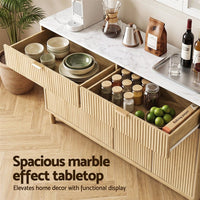 Artiss Buffet Sideboard Cabinet Kitchen Storage Cupboard Marble 2 Drawers Pine