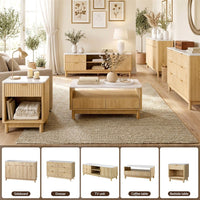 Artiss Buffet Sideboard Cabinet Kitchen Storage Cupboard Marble 2 Drawers Pine