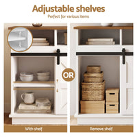 Artiss Buffet Sideboard Cabinet 150cm 3-Tier Kitchen Storage Sliding Doors White