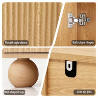 Artiss Buffet Sideboard Cabinet 2-Tier Fluted Kitchen Storage Ball Legs Pine