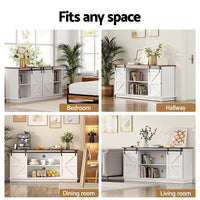Artiss Buffet Sideboard Storage Cabinet Kitchen Cupboard Sliding Doors White