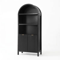 Artiss Buffet Sideboard Cabinet Pantry 180CM Arched Storage Bookshelf Black