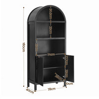 Artiss Buffet Sideboard Cabinet Pantry 180CM Arched Storage Bookshelf Black