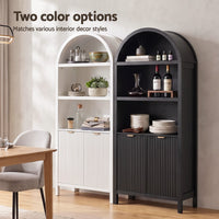 Artiss Buffet Sideboard Cabinet Pantry X2 180CM Arched Storage Bookshelf Black