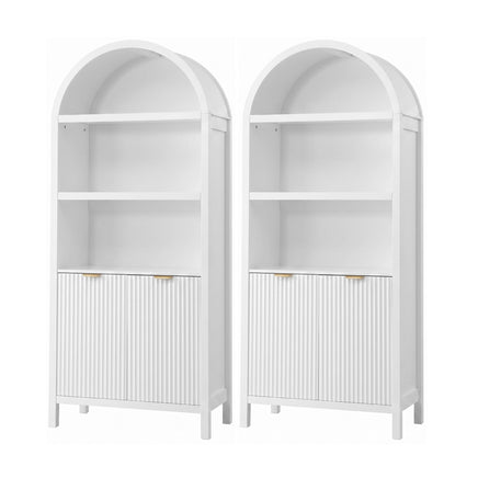 Artiss Buffet Sideboard Cabinet Pantry X2 180CM Arched Storage Bookshelf White