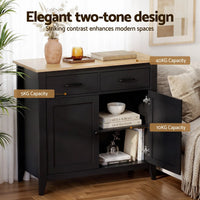 Artiss Buffet Sideboard Cabinet Kitchen Storage Cupboard Pantry 2 Drawers Black
