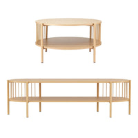 Artiss TV Unit & Coffee Table Set Storage Shelf Pine