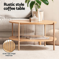 Artiss TV Unit & Coffee Table Set Storage Shelf Pine