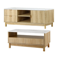 Artiss TV Unit & Coffee Table Set Storage Drawers Pine