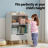 Kids Bookshelf 3 Tiers Storage Children Bookcase Toys Organiser Drawer