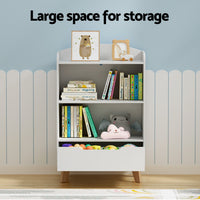 Kids Bookshelf 3 Tiers Storage Children Bookcase Toys Organiser Drawer