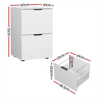 Filing Cabinet Files Storage Office Shelves File Organiser White 2 Drawer