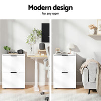 Artiss Filing Cabinet Files Storage Office Shelves File Organiser White 2 Drawer