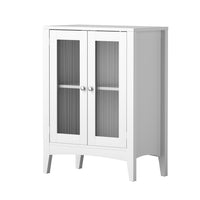 Bathroom Storage Cabinet 80cm Buffet Sideboard Floor Cupboard Toilet Glass White