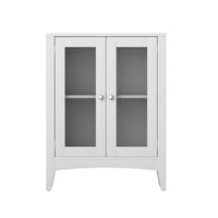 Bathroom Storage Cabinet 80cm Buffet Sideboard Floor Cupboard Toilet Glass White