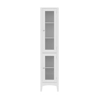 Bathroom Storage Cabinet 160cm Tall Slim Floor Cupboard Toilet Glass Door White