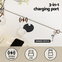 Artiss Smart Bedside Table LED Wireless Charging Ada