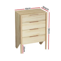 4 Chest of Drawers Tallboy - INEZ Pine