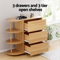 Chest of 3 Drawers Storage Cabinet 3 Shelves Pine