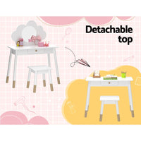 Keezi Kids Dressing Table Chair Set Vanity Makeup Wooden Leg Mirror Drawer