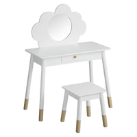 Keezi Kids Dressing Table Chair Set Vanity Makeup Wooden Leg Mirror Drawer