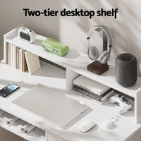 Computer Desk Shelf Drawer Cabinet White 100CM