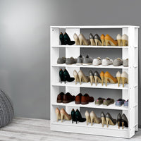 Shoe Rack Cabinet 30 Pairs 6-Tier Shelf White