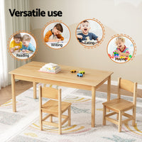 1 Keezi Kids Table and 2 Chairs Set Pinewood