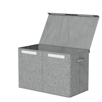 Large Toy Box Chest Storage with Flip-Top Lid Foldable Organizer Bins Grey