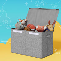 Large Toy Box Chest Storage with Flip-Top Lid Foldable Organizer Bins Grey