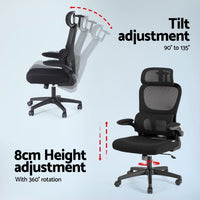 Artiss Office Desk and Chair Set L Shaped Computer Desk 136cm with 2 Tier Storage Shelves, Ergonomic Mesh Office Chair with Adjustable Headrest, Flip-Up Armrests & Lumbar Support