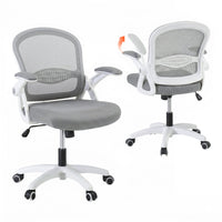 Artiss Computer Desk & Ergonomic Office Chair Set 120cm Home Office Study Desk with 3 Drawers & 3 Shelves, Mesh Computer Chair with Flip-Up Armrests