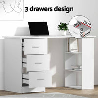 Artiss Computer Desk & Ergonomic Office Chair Set 120cm Home Office Study Desk with 3 Drawers & 3 Shelves, Mesh Computer Chair with Flip-Up Armrests