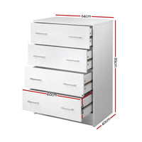 4 Chest of Drawers - ANDES White