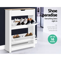 Shoe Rack Cabinet 16 Pairs White Ana