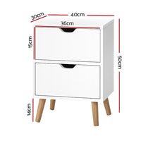 Bedside Table 2 Drawers - BODEN White