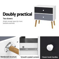 Artiss Bedside Table 2 Drawers - BONDS White