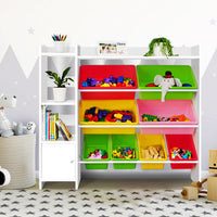 Kids Toy Box 8 Bins Bookshelf Storage Rack Organiser Toy Display