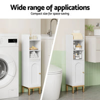 Artiss 2X Bathroom Storage Cabinet Floor Organizer Toilet Corner Adjustable Shelf with Door White