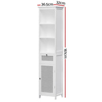 Bathroom Cabinet Storage 161cm White Rattan Tallboy Toilet Cupboard