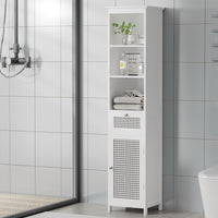 Bathroom Cabinet Storage 161cm White Rattan Tallboy Toilet Cupboard