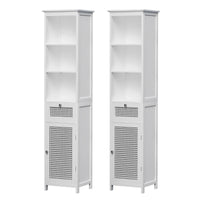 Artiss Bathroom Cabinet Storage X2 White Rattan 161cm