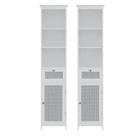 Artiss Bathroom Cabinet Storage X2 White Rattan 161cm