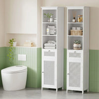 Artiss Bathroom Cabinet Storage X2 White Rattan 161cm