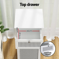 Laundry Hamper Cabinet Bathroom Storage White Rattan Clothes Basket