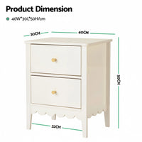 Artiss Bedside Table 2 Drawers Bedroom Storage Nightstand White