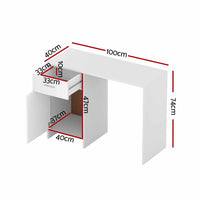 Computer Desk Drawer Cabinet White 100CM