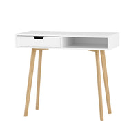 Computer Desk Drawer Cabinet Shelf White 90CM