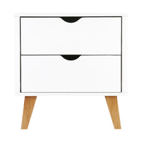 Bedside Table 2 Drawers - ANDERS White