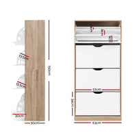 Shoe Rack Cabinet 60 Pairs 4-tier White Elen